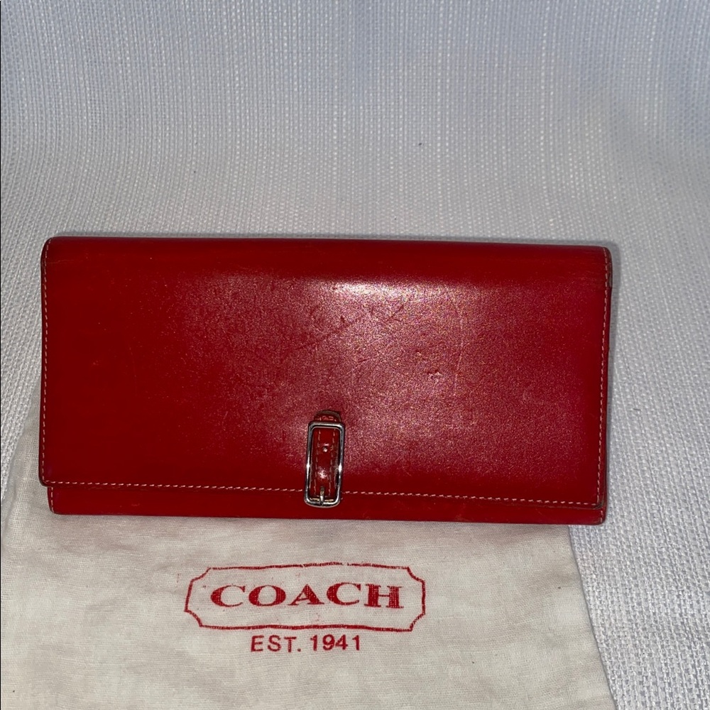 Coach Red Leather long wallet